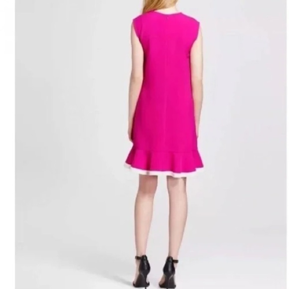 VICTORIA BECKHAM Fuchsia Sleeveless Cocktail Dress Ruffle Hem Bright Pink Size S - Picture 2 of 13